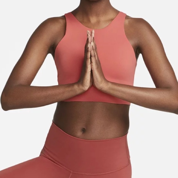 Nike Yoga Dri-FIT Luxe Crop Tank Top Size Small Coral/Peach/Pink - Picture 6 of 9